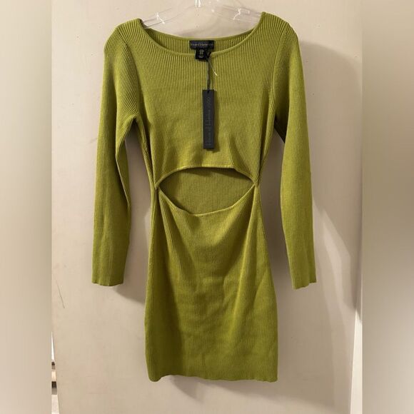NWT HOUSE OF HARLOW RIBBED MINI CUTOUT SWEATER DRESS - Picture 3 of 7